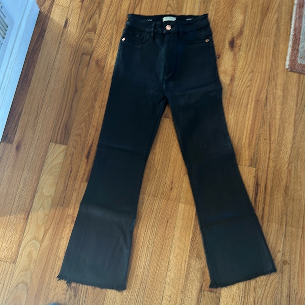 dl1961 bridget boot high rise instasculpt crop coated black jeans